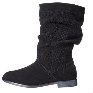 TOMS Black Suede Perforated Serra Slouch Boots 7